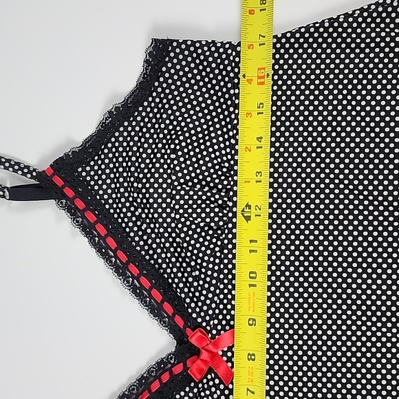 La Senza White Polka Dot Black Red Bow Adjustable Strap Stretchy Lace Size Large - Picture 14 of 14
